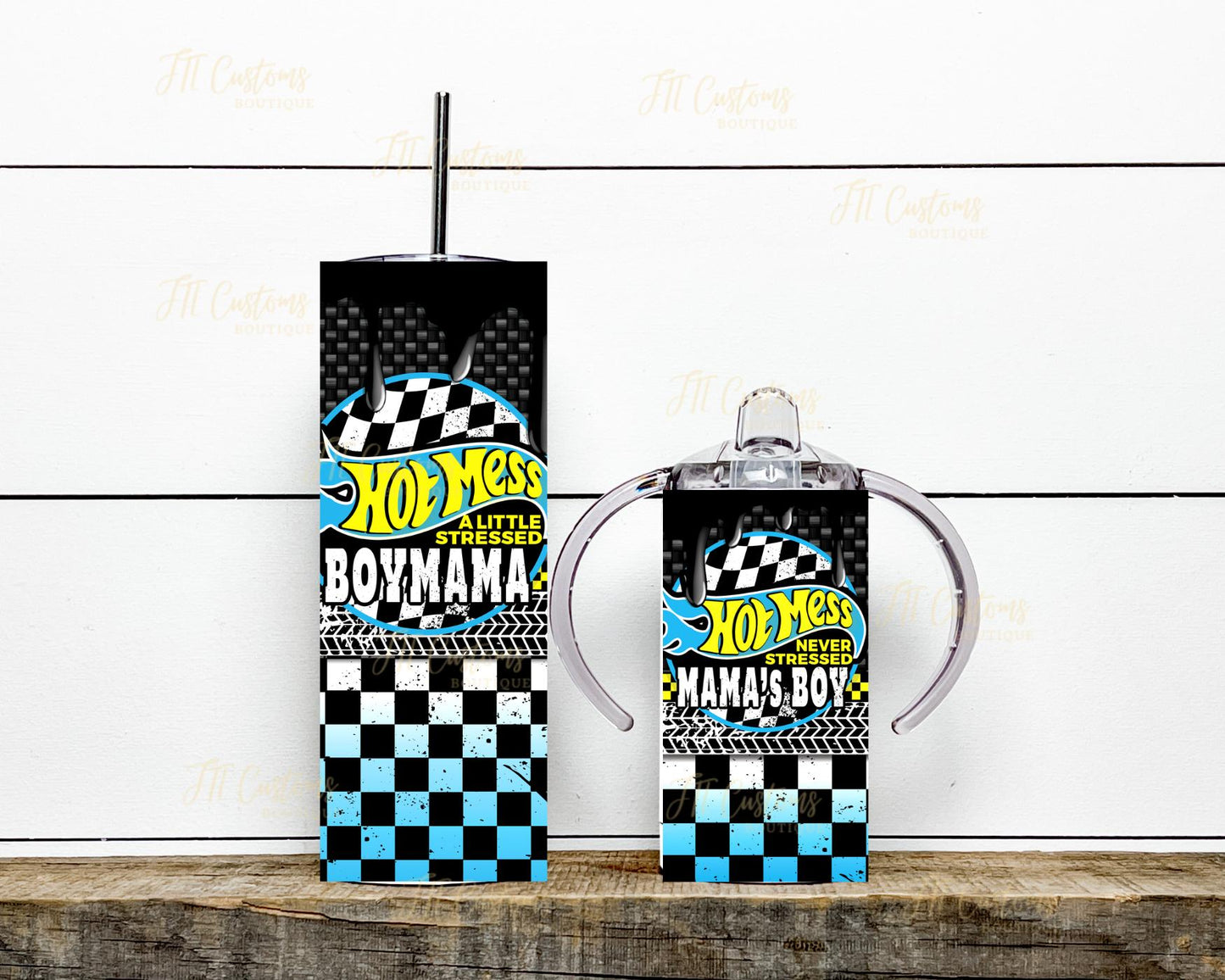 Boy Mama and Me Race Car Matching Tumbler Set