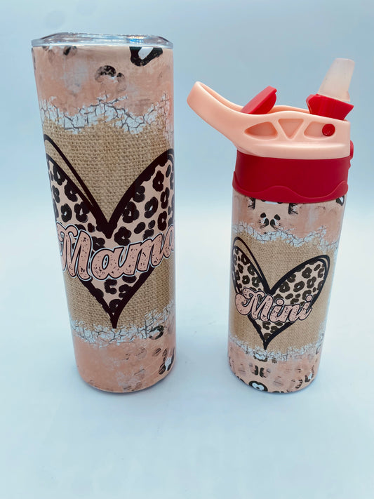 Mama and Mini Tumbler Set, Cheetah Print, 20oz. 12oz.