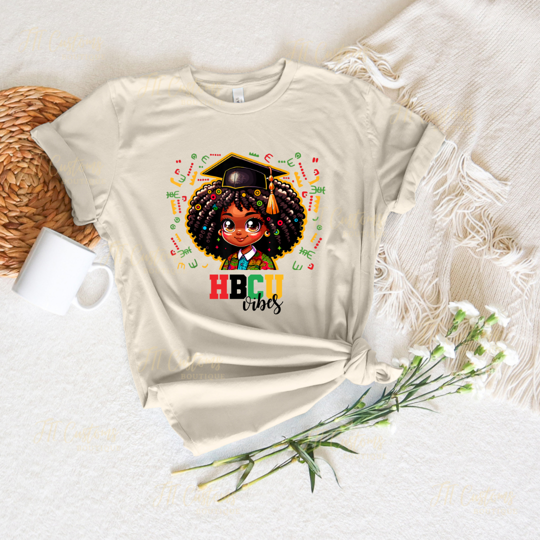 Melanin, Curly Hair, Future HBCU Grad, Girls Tshirt