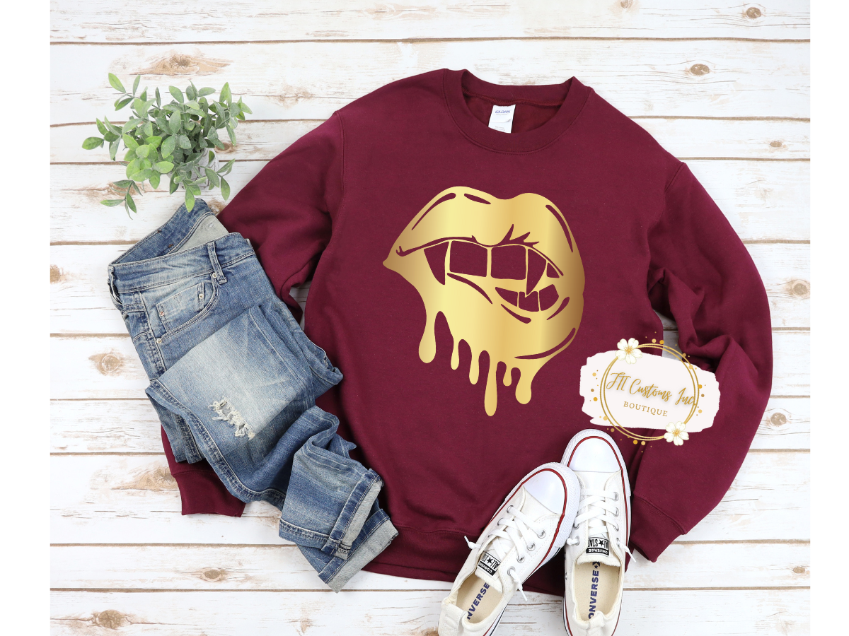 Gold Vampire Lips Sweatshirt