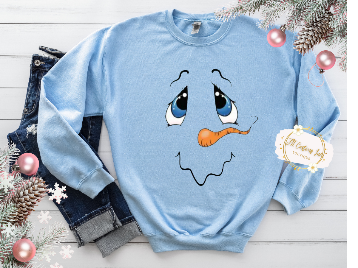 Cute Snowman Face Sweatshirt